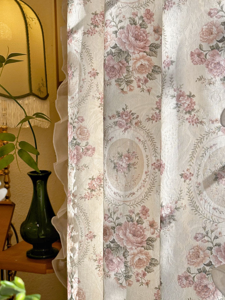 French vintage printed court style curtains, American mid-style bedroom curtains, semi-blackout partitions, half curtain atmosphere - Blind Box Mall