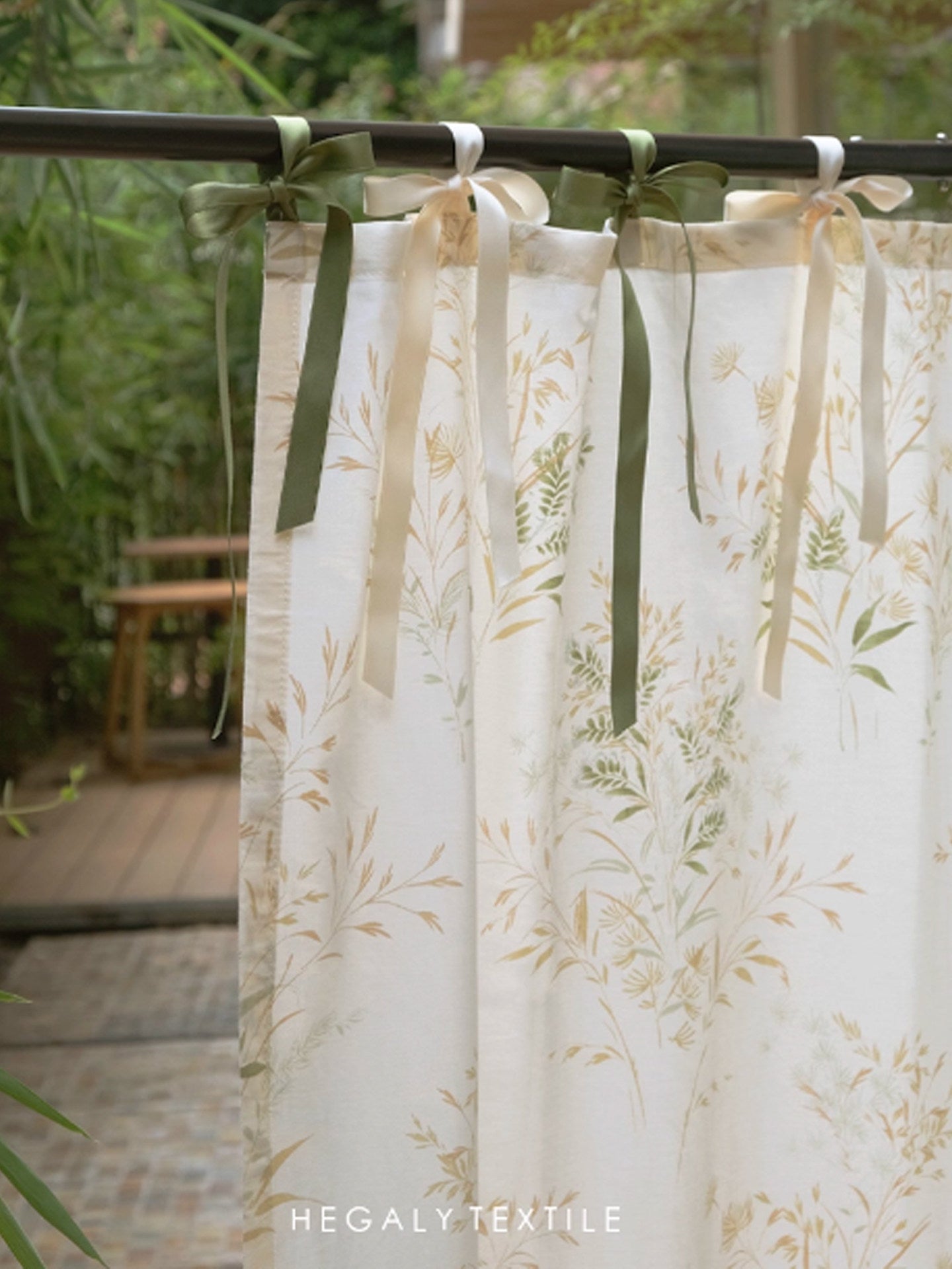 Like the wind in the wild, lace-up printed door curtains, pastoral style, Japanese partition curtains, small curtains, light French medieval style - Blind Box Mall