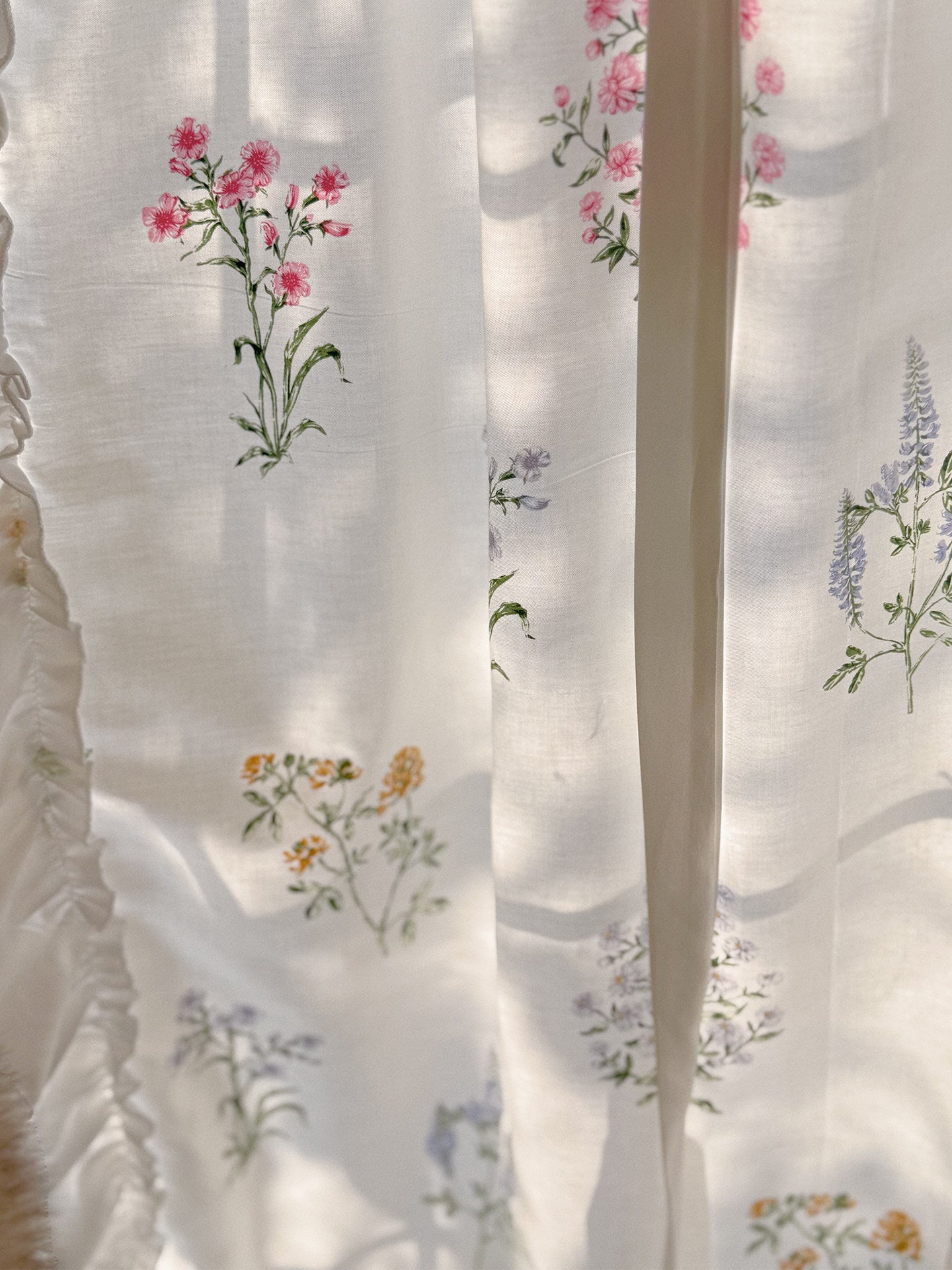 French pastoral fresh plant floral print lift curtain courtyard doorway decoration bay window half curtain kitchen small curtain - Blind Box Mall